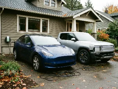 Deux voitures électriques
